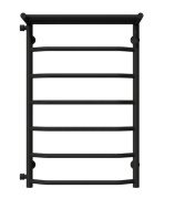 Полотенцесушитель водяной Deffi Трапеция с полкой П7 500х800 боковое левое подключение черный C.TP.80.50.7.B.B