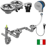 Сифон для кухонного миття Fisc Italiana Premium2K Auto автоматичний двокамерний хром 01642-2