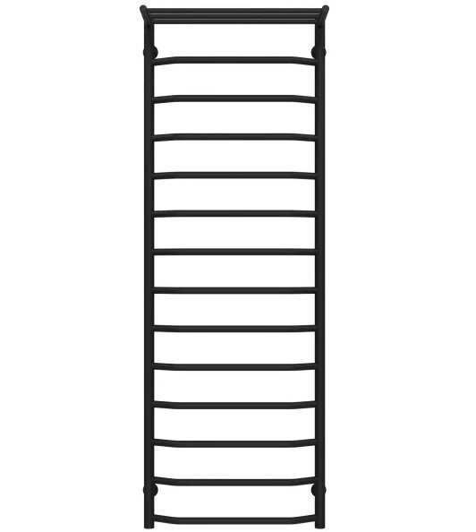 Полотенцесушитель водяной Deffi Трапеция с полкой П15 500х1600 боковое левое подключение черный C.TP.160.50.15.B.B