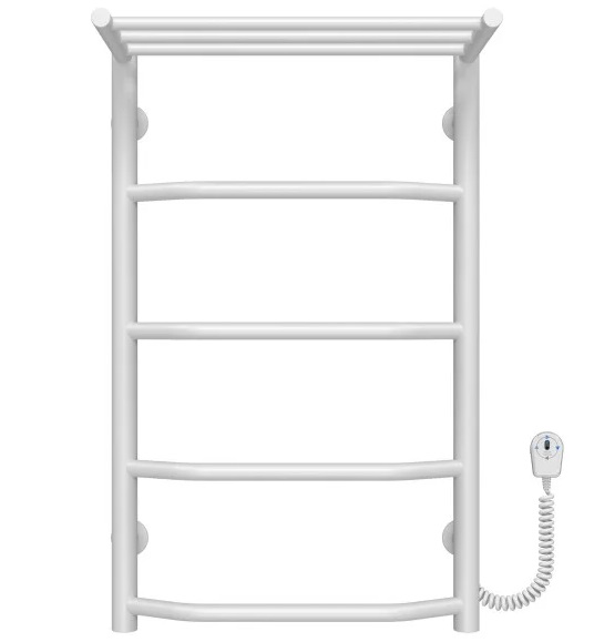 Электрический полотенцесушитель Deffi Трапеция с полкой П5 400х700 правое подключение белый C.TP.70.40.5.E.W.R.5