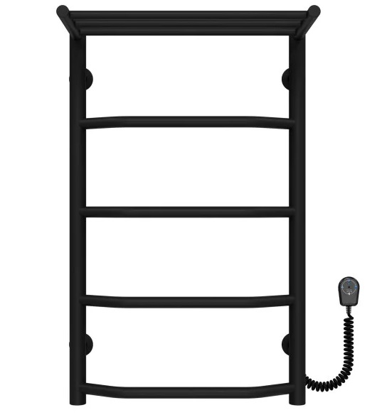 Электрический полотенцесушитель Deffi Трапеция с полкой П5 400х700 правое подключение черный C.TP.70.40.5.E.B.R.5