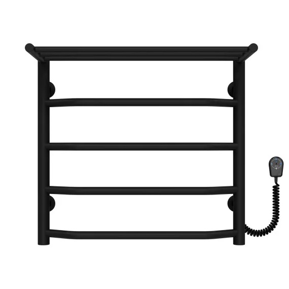 Электрический полотенцесушитель Deffi Трапеция с полкой П5 500х500 правое подключение черный C.TP.50.50.5.E.B.R.5