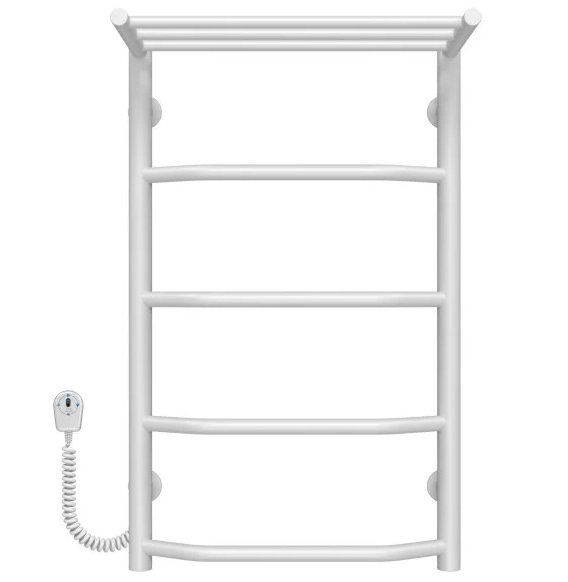 Електрична сушарка для рушників Deffi Трапеція з полицею П5 400х700 ліве підключення білий C.TP.70.40.5.E.W.L.5