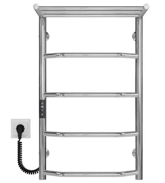 Электрический полотенцесушитель Deffi Трапеция с полкой П5 400х700 левое подключение JD03 хром C.TP.70.40.5.E.C.L.1