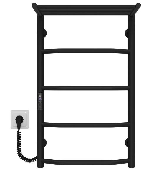 Електрична сушарка для рушників Deffi Трапеція з полицею П5 400х700 ліве підключення JD03 чорний C.TP.70.40.5.E.B.L.1