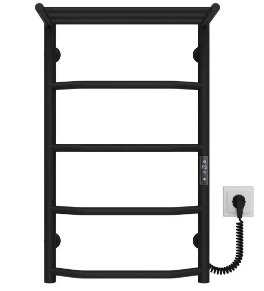 Электрический полотенцесушитель Deffi Трапеция с полкой П5 400х700 правое подключение JD03 черный C.TP.70.40.5.E.B.R.1