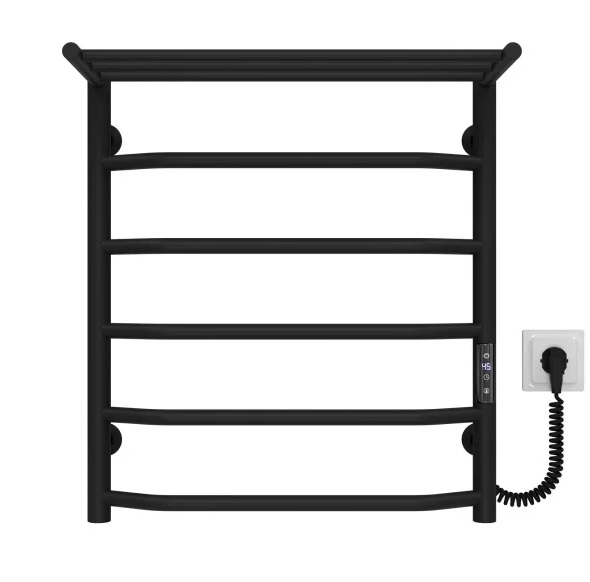 Електрична сушарка для рушників Deffi Трапеція з полицею П6 500х600 правильне підключення JD03 чорний C.TP.60.50.6.E.B.R.1