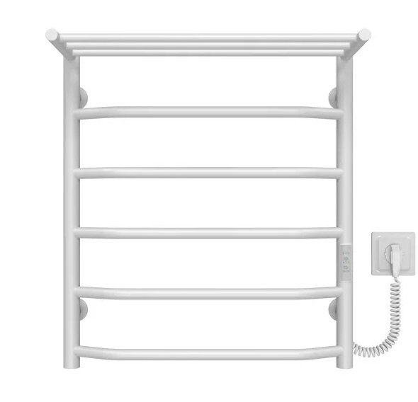 Электрический полотенцесушитель Deffi Трапеция с полкой П6 500х600 правое подключение WD03 белый C.TP.60.50.6.E.W.R.3