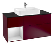 Тумба під раковину Villeroy & Boch Finion 120х50,1 см із підсвічуванням МДФ півонія матовий лак/скло чорне матове G412MTHB