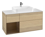 Тумба под раковину Villeroy & Boch Finion 120х50,1 см с подсветкой МДФ шпон дуба/стекло белое матовое G411GNPC