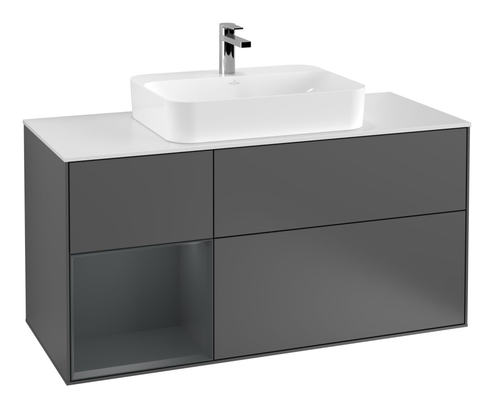 Тумба под раковину Villeroy & Boch Finion 120х50,1 см с подсветкой МДФ антрацит матовый лак/стекло белое матовое G411HGGK