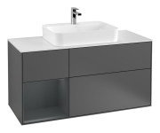 Тумба під раковину Villeroy & Boch Finion 120х50,1 см із підсвічуванням МДФ антрацит матовий лак/скло біле матове G411HGGK