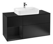 Тумба под раковину Villeroy & Boch Finion 120х50,1 см с подсветкой МДФ черный матовый лак/стекло черное матовое G412PDPD