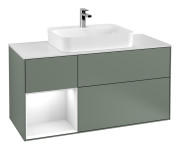 Тумба под раковину Villeroy & Boch Finion 120х50,1 см с подсветкой МДФ оливковый матовый лак/стекло белое матовое G411GFGM