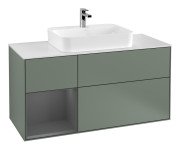 Тумба под раковину Villeroy & Boch Finion 120х50,1 см с подсветкой МДФ оливковый матовый лак/стекло белое матовое G411GKGM