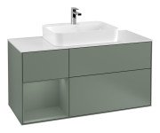 Тумба под раковину Villeroy & Boch Finion 120х50,1 см с подсветкой МДФ оливковый матовый лак/стекло белое матовое G411GMGM