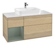 Тумба під раковину Villeroy & Boch Finion 120х50,1 см із підсвічуванням МДФ шпон дуба/скло біле матове G411GMPC