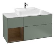 Тумба під раковину Villeroy & Boch Finion 120х50,1 см із підсвічуванням МДФ оливковий матовий лак/скло біле матове G411GNGM