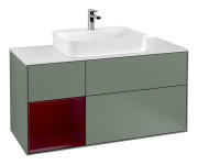 Тумба под раковину Villeroy & Boch Finion 120х50,1 см с подсветкой МДФ оливковый матовый лак/стекло белое матовое G411HBGM
