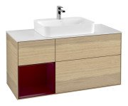 Тумба під раковину Villeroy & Boch Finion 120х50,1 см із підсвічуванням МДФ шпон дуба/скло біле матове G411HBPC