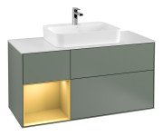 Тумба под раковину Villeroy & Boch Finion 120х50,1 см с подсветкой МДФ оливковый матовый лак/стекло белое матовое G411HFGM