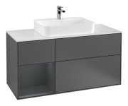 Тумба под раковину Villeroy & Boch Finion 120х50,1 см с подсветкой МДФ антрацит матовый лак/стекло белое матовое G411HGGK