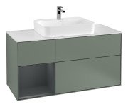 Тумба під раковину Villeroy & Boch Finion 120х50,1 см із підсвічуванням МДФ оливковий матовий лак/скло біле матове G411HGGM