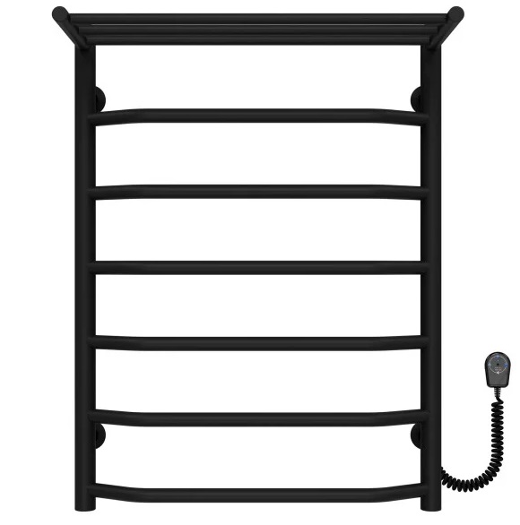 Електрична сушарка для рушників Deffi Трапеція з полицею П7 500х700 праве підключення чорний C.TP.60.50.5.E.B.R.5