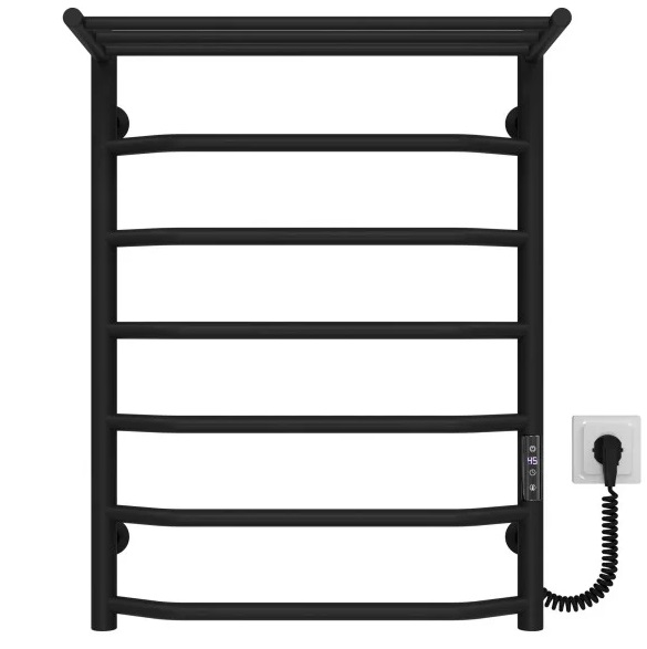 Электрический полотенцесушитель Deffi Трапеция с полкой П7 500х700 правое подключение JD03 черный C.TP.70.50.7.E.B.R.1