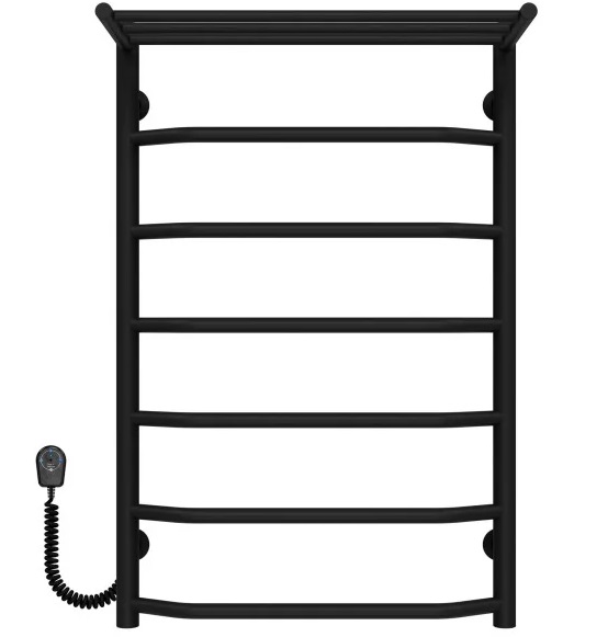 Электрический полотенцесушитель Deffi Трапеция с полкой П7 500х800 левое подключение черный C.TP.80.50.7.E.B.L.5