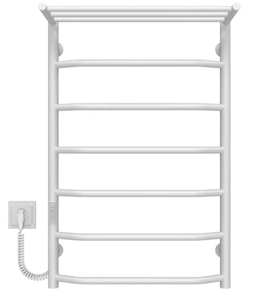 Электрический полотенцесушитель Deffi Трапеция с полкой П7 500х800 левое подключение WD03 белый C.TP.80.50.7.E.W.L.3