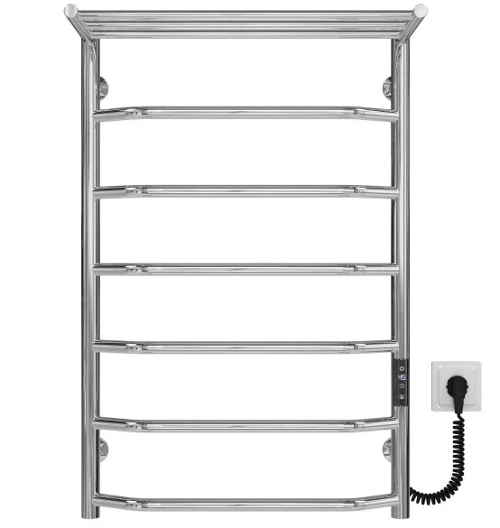 Электрический полотенцесушитель Deffi Трапеция с полкой П7 500х800 правое подключение JD03 хром C.TP.80.50.7.E.C.R.1