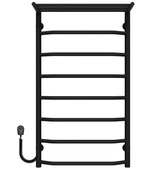Электрический полотенцесушитель Deffi Трапеция с полкой П8 500х900 левое подключение черный C.TP.90.50.8.E.B.L.5