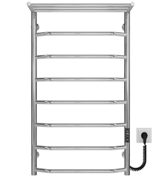 Электрический полотенцесушитель Deffi Трапеция с полкой П8 500х900 правое подключение JD03 хром C.TP.90.50.8.E.C.R.1