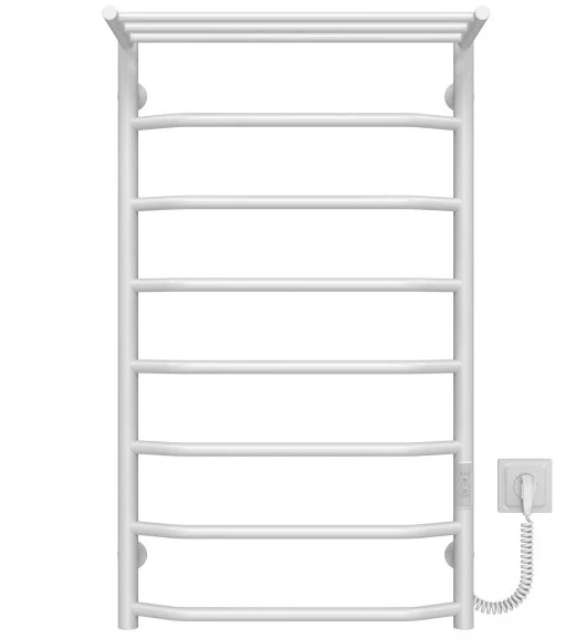 Электрический полотенцесушитель Deffi Трапеция с полкой П8 500х900 правое подключение WD03 белый C.TP.90.50.8.E.W.R.3
