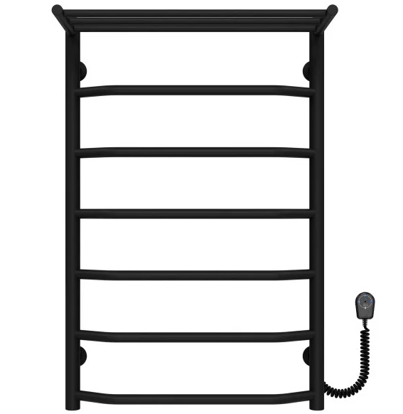 Електрична сушарка для рушників Deffi Трапеція з полицею П7 500х800 праве підключення чорний C.TP.80.50.7.E.B.R.5