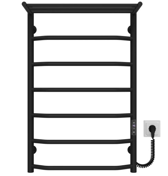 Электрический полотенцесушитель Deffi Трапеция с полкой П7 500х800 правое подключение JD04 черный C.TP.80.50.7.E.B.R.2