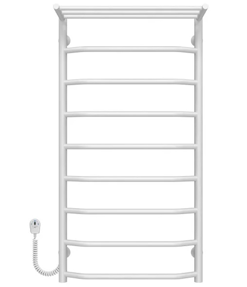 Электрический полотенцесушитель Deffi Трапеция с полкой П9 500х1000 левое подключение белый C.TP.100.50.9.E.W.L.5