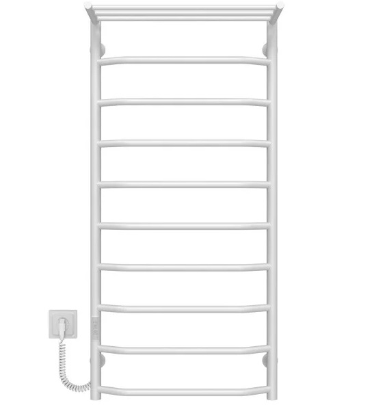 Электрический полотенцесушитель Deffi Трапеция с полкой П10 500х1100 левое подключение WD03 белый C.TP.110.50.10.E.W.L.3