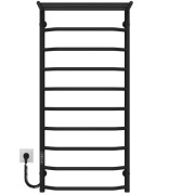 Электрический полотенцесушитель Deffi Трапеция с полкой П10 500х1100 левое подключение JD03 черный C.TP.110.50.10.E.B.L.1