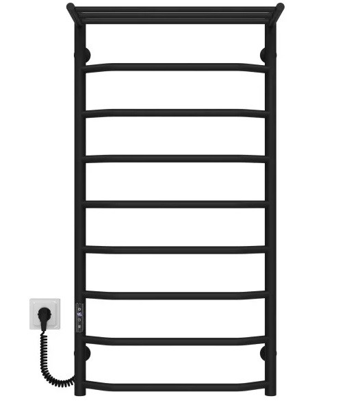 Електрична сушарка для рушників Deffi Трапеція з полицею П9 500х1000 ліве підключення JD03 чорний C.TP.100.50.9.E.B.L.1