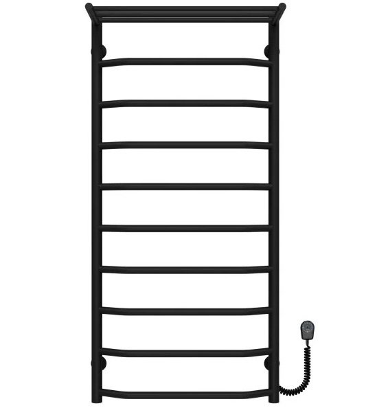 Электрический полотенцесушитель Deffi Трапеция с полкой П10 500х1100 правое подключение черный C.TP.110.50.10.E.B.R.5