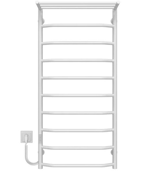 Электрический полотенцесушитель Deffi Трапеция с полкой П10 500х1100 левое подключение WD03 белый C.TP.110.50.10.E.W.L.3