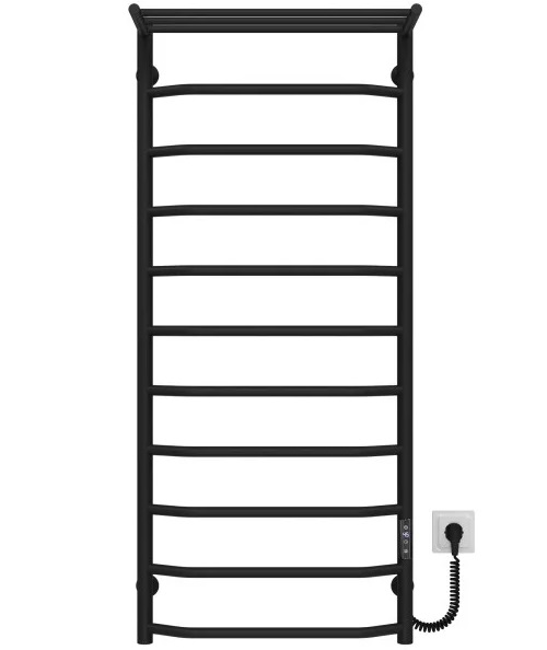 Электрический полотенцесушитель Deffi Трапеция с полкой П11 500х1200 правое подключение JD03 черный C.TP.120.50.11.E.B.R.1