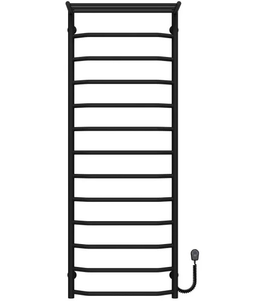 Електрична сушарка для рушників Deffi Трапеція з полицею П13 500х1400 праве підключення чорний C.TP.140.50.13.E.B.R.5