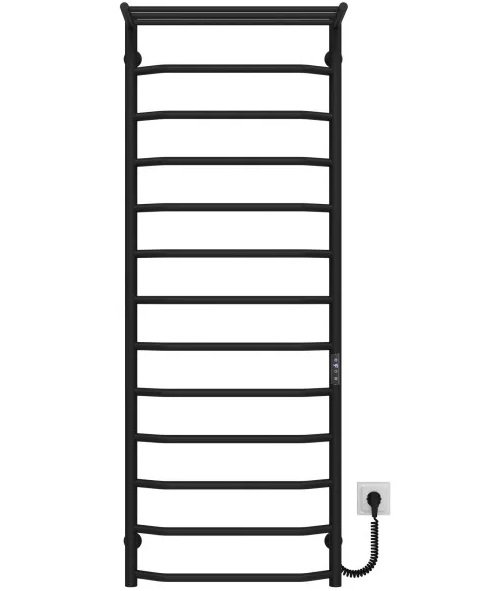Электрический полотенцесушитель Deffi Трапеция с полкой П13 500х1400 правое подключение JD03 черный C.TP.140.50.13.E.B.R.1