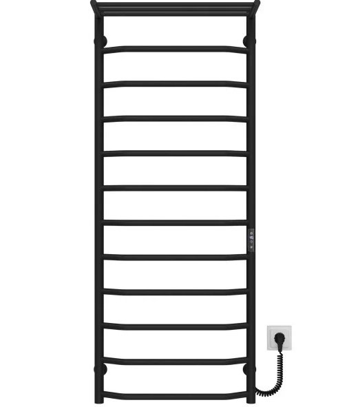 Електрична сушарка для рушників Deffi Трапеція з полицею П12 500х1300 праве підключення JD03 чорний C.TP.130.50.12.E.B.R.1