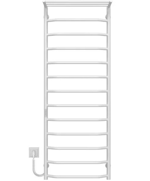 Электрический полотенцесушитель Deffi Трапеция с полкой П13 500х1400 левое подключение WD03 белый C.TP.140.50.13.E.W.L.3