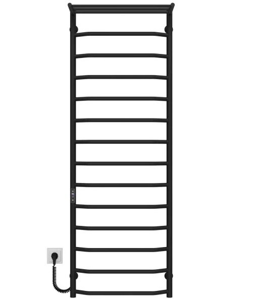 Электрический полотенцесушитель Deffi Трапеция с полкой П15 500х1500 левое подключение JD03 черный C.TP.150.50.15.E.B.L.1