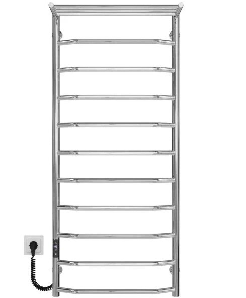 Електрична сушарка для рушників Deffi Трапеція з полицею П11 500х1200 ліве підключення JD03 хром C.TP.120.50.11.E.C.L.1